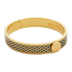 Halcyon Days Hinged Bangles*Salamander Black Gold Hinged Enamel Bangle |