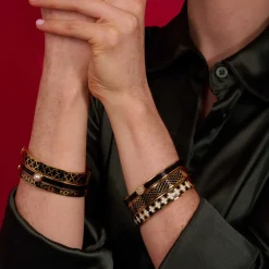 Halcyon Days Hinged Bangles*Salamander Black Gold Hinged Enamel Bangle |