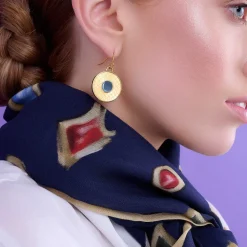 Halcyon Days Necklaces & Earrings*Salamander Cabochon Aquamarine & Gold Earrings