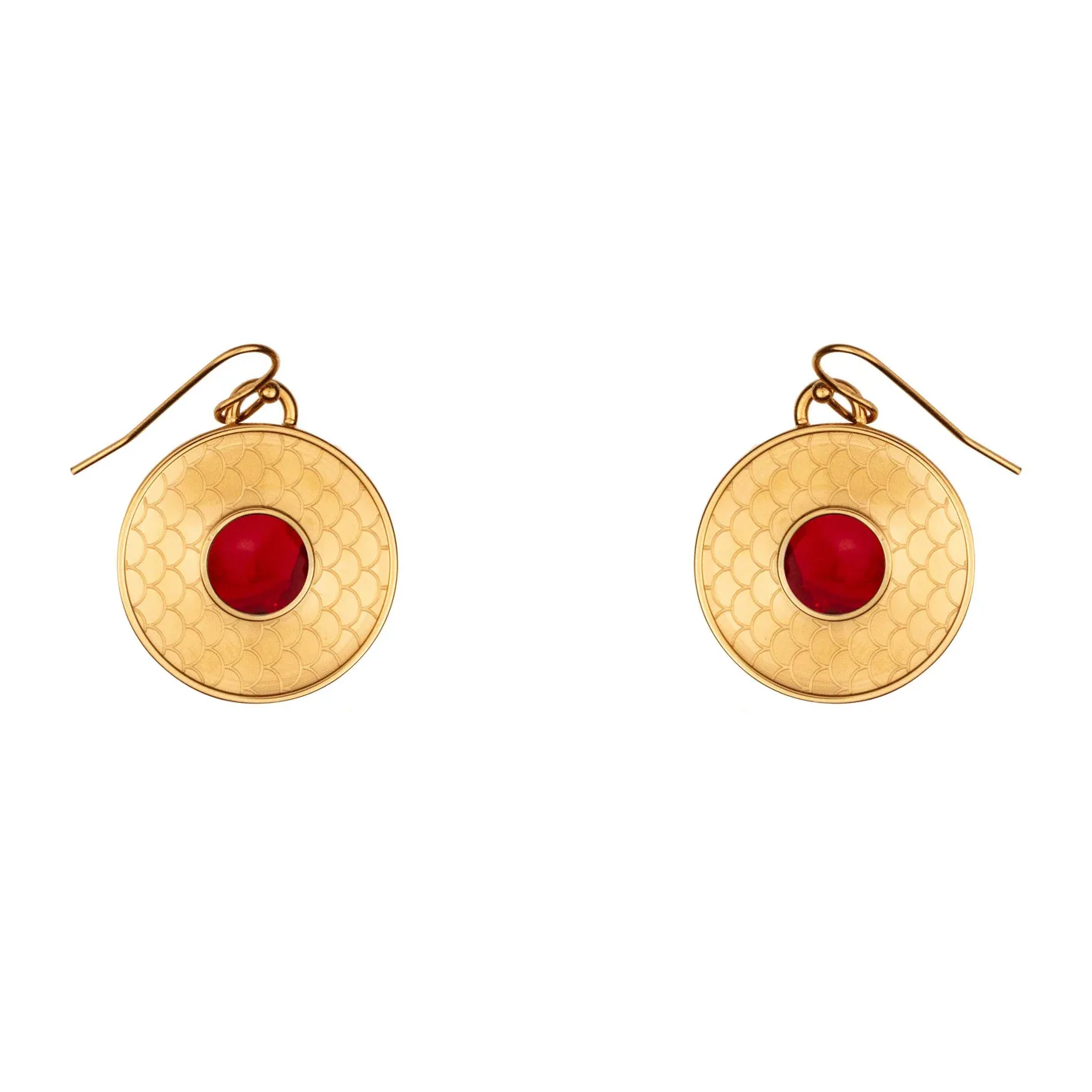 Halcyon Days Necklaces & Earrings*Salamander Cabochon Ruby & Gold Earrings