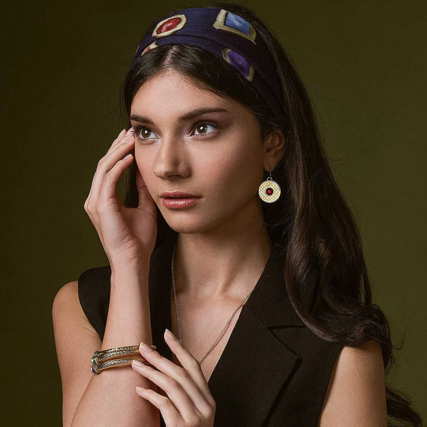 Halcyon Days Necklaces & Earrings*Salamander Cabochon Ruby & Gold Earrings