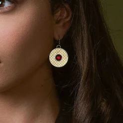 Halcyon Days Necklaces & Earrings*Salamander Cabochon Ruby & Gold Earrings