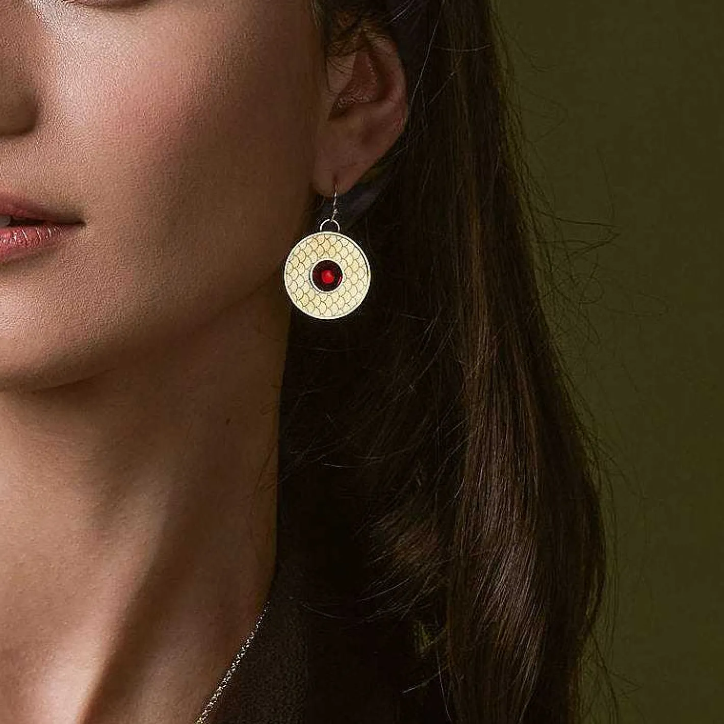 Halcyon Days Necklaces & Earrings*Salamander Cabochon Ruby & Gold Earrings