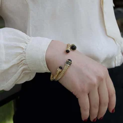 Halcyon Days Torque Bangles*Salamander Torque Black Gold Bangle |