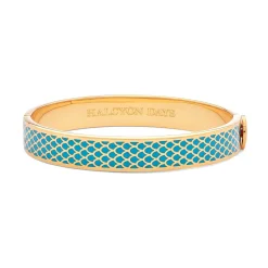 Halcyon Days Hinged Bangles*Salamander Turquoise & Gold Hinged Enamel Bangle |