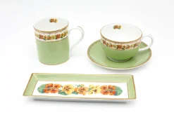 Halcyon Days Teaware*Shell Garden Floral Teacup & Saucer |