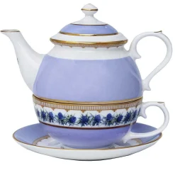 Halcyon Days Teaware*Shell Garden Floral Thistle Tea For One