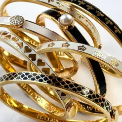 Halcyon Days Black*Skinny Bee Black & Gold Bangle |