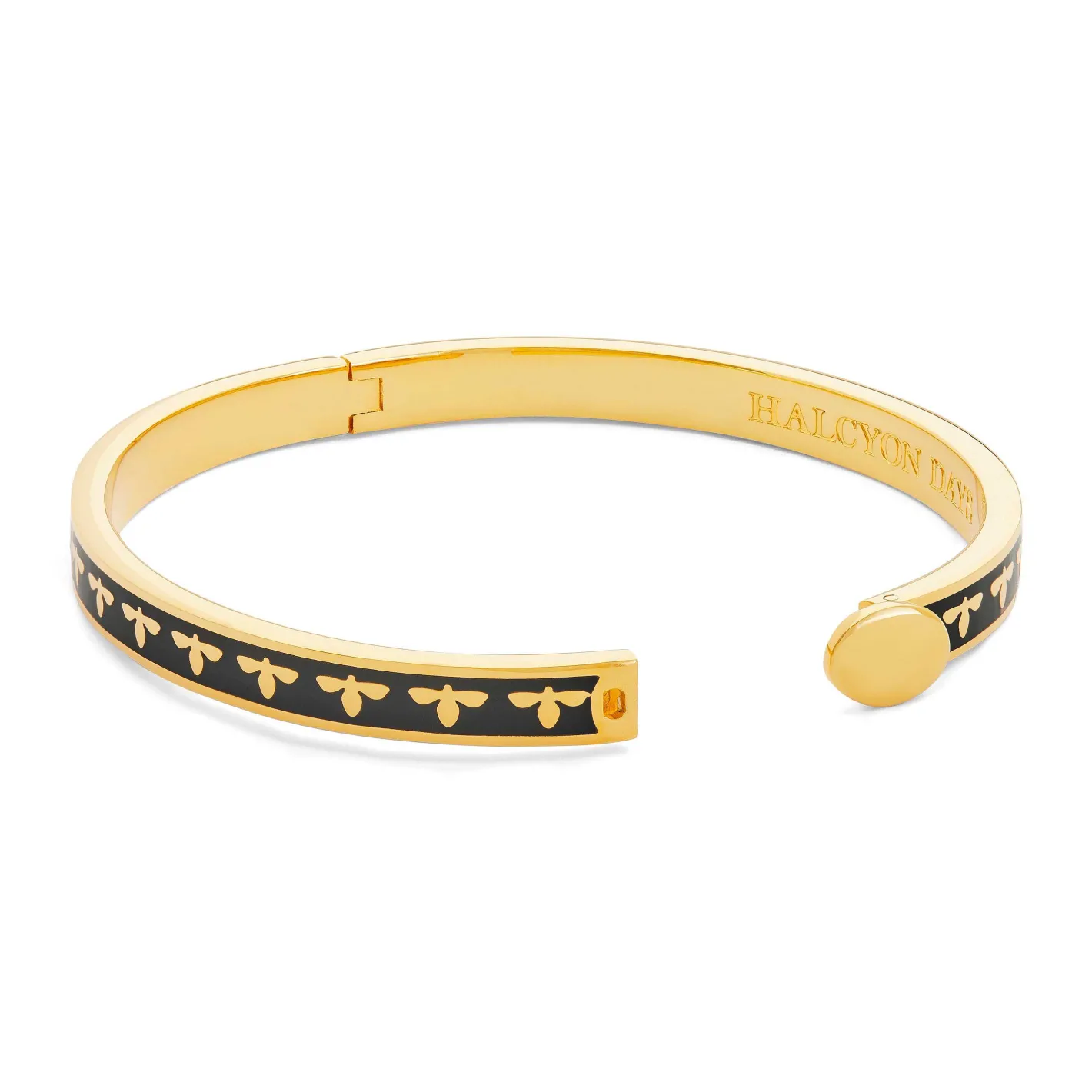 Halcyon Days Black*Skinny Bee Black & Gold Bangle |