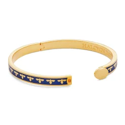 Halcyon Days Hinged Bangles*Skinny Bee Cobalt & Gold Bangle |