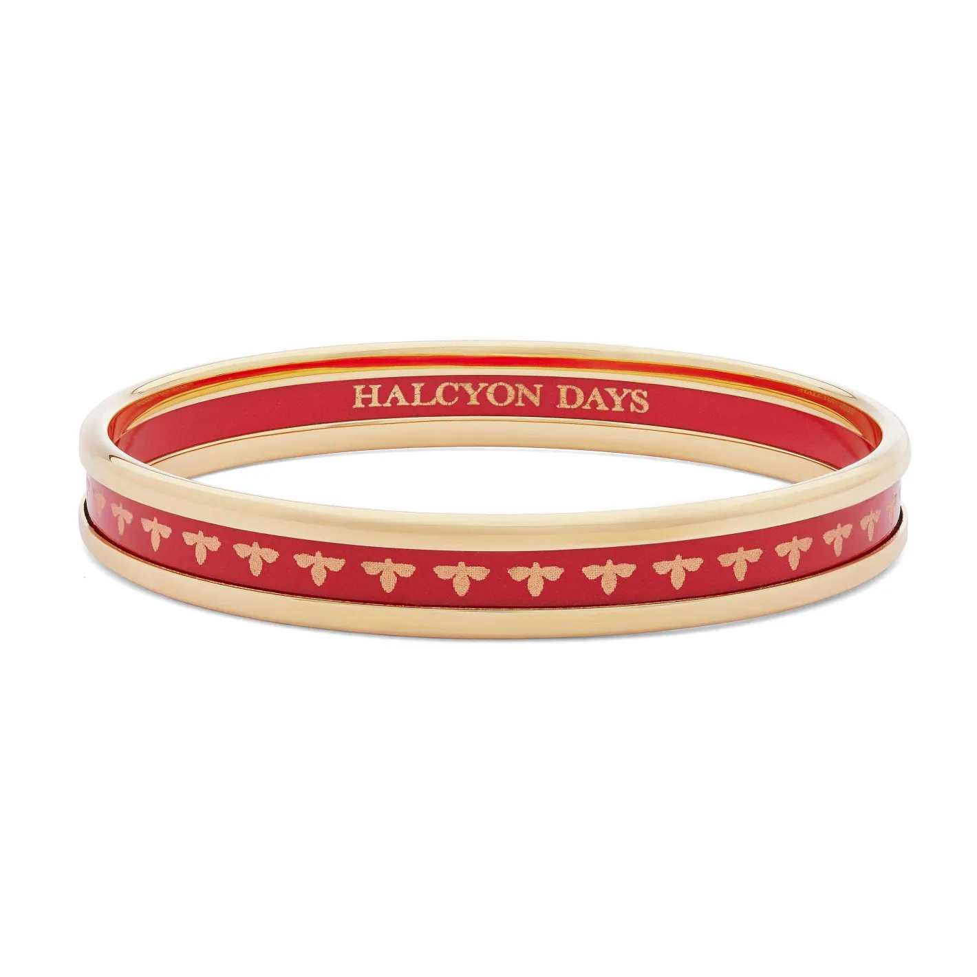 Halcyon Days Enamel Bangles*Skinny Bee Red & Gold Enamel Bangle |