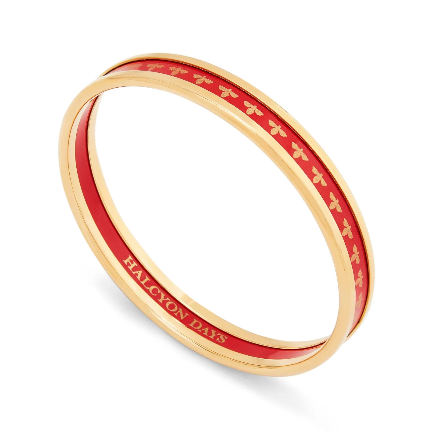 Halcyon Days Enamel Bangles*Skinny Bee Red & Gold Enamel Bangle |