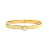 Halcyon Days Hinged Bangles*Skinny Cabochon Pearl Buttercup Gold Bangle |