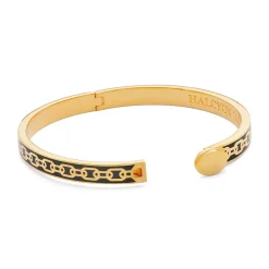 Halcyon Days Hinged Bangles*Skinny Chain Black & Gold Bangle |