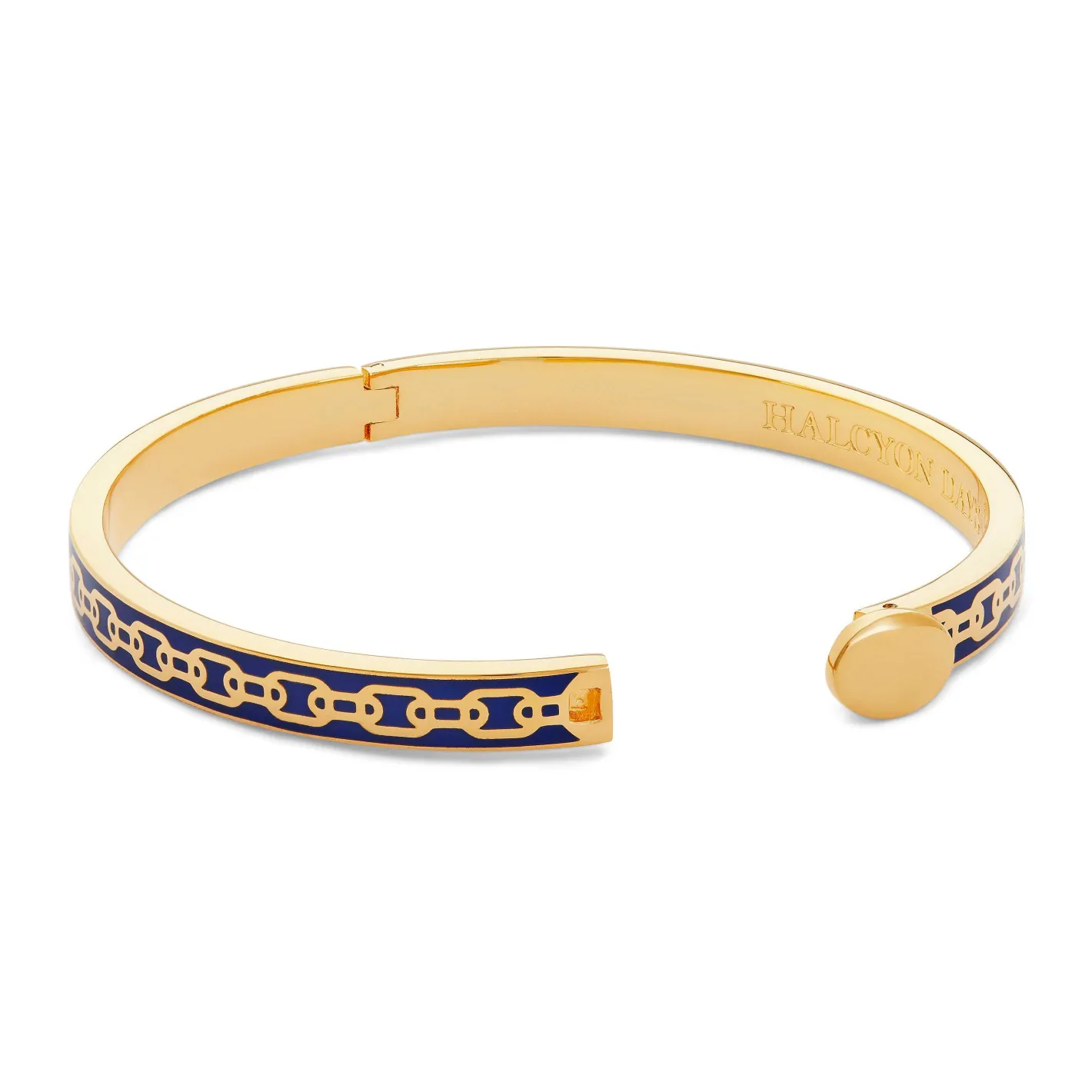 Halcyon Days Hinged Bangles*Skinny Chain Cobalt & Gold Hinged Bangle |