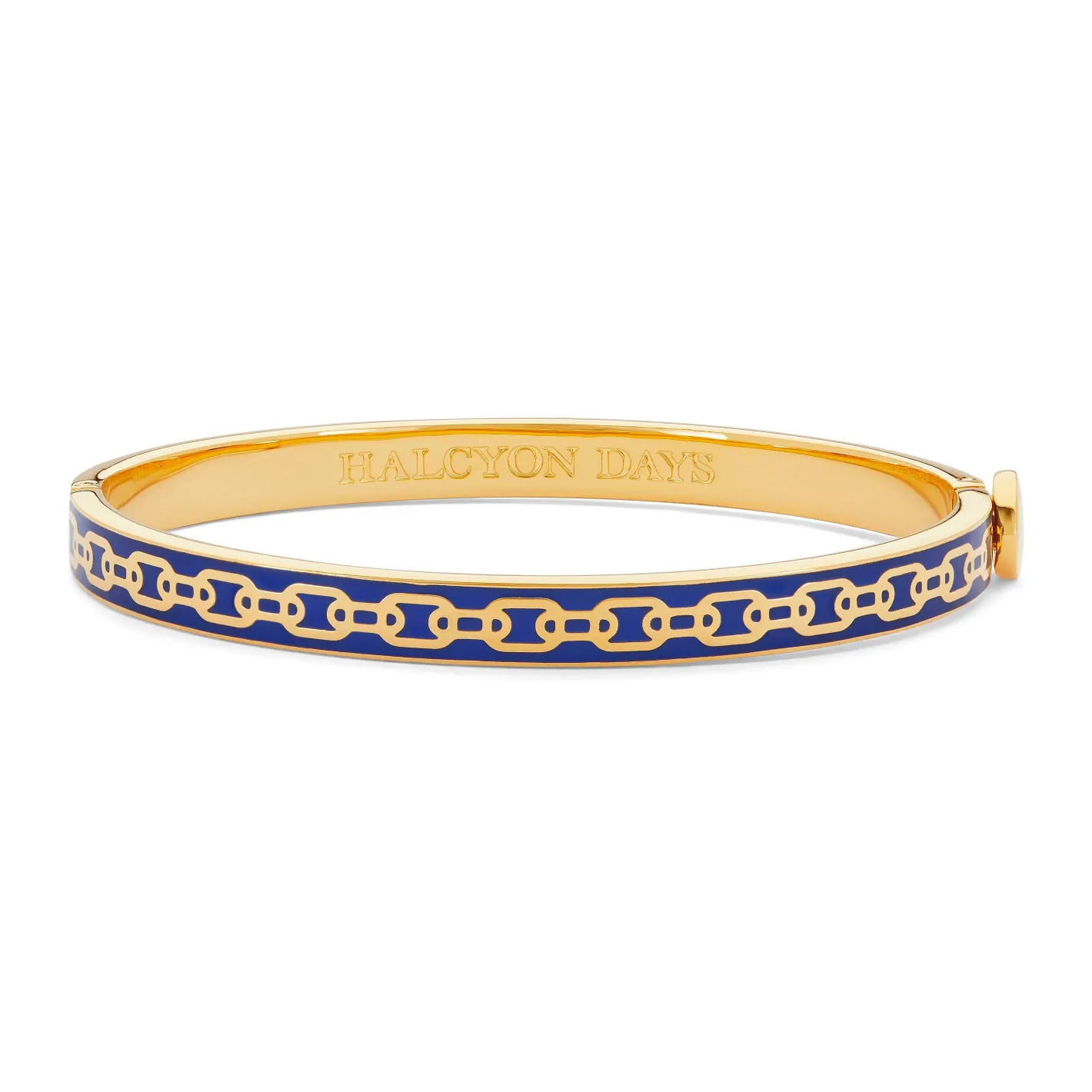 Halcyon Days Hinged Bangles*Skinny Chain Cobalt & Gold Hinged Bangle |