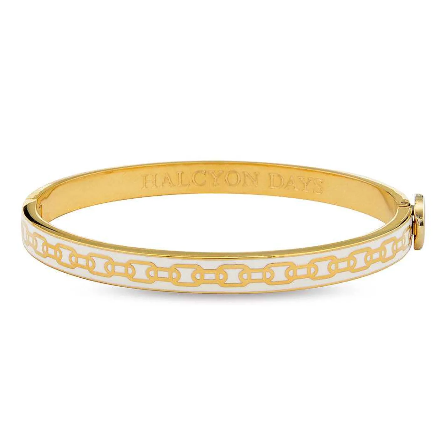 Halcyon Days Hinged Bangles*Skinny Chain Cream & Gold Bangle |