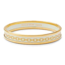 Halcyon Days Enamel Bangles*Skinny Chain Cream & Gold Enamel Bangle