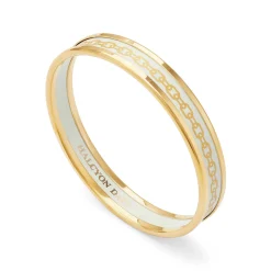 Halcyon Days Enamel Bangles*Skinny Chain Cream & Gold Enamel Bangle