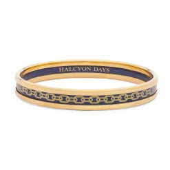 Halcyon Days Enamel Bangles*Skinny Chain Navy & Gold Enamel Bangle