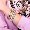 Halcyon Days Enamel Bangles*Skinny Chain Pale Pink & Gold Enamel Bangle |
