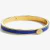 Halcyon Days Hinged Bangles*Skinny Pave Button Cobalt & Gold Bangle |