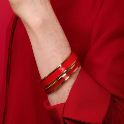 Halcyon Days Enamel Bangles*Skinny Red & Gold Enamel Bangle |