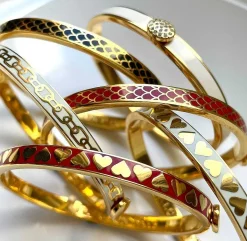 Halcyon Days Hinged Bangles*Skinny Salamander Red & Gold Bangle |