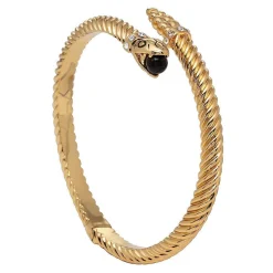 Halcyon Days Hinged Bangles*Snake Twist Black & Gold Bangle |
