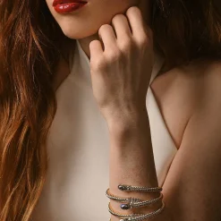 Halcyon Days Hinged Bangles*Snake Twist Black & Gold Bangle |