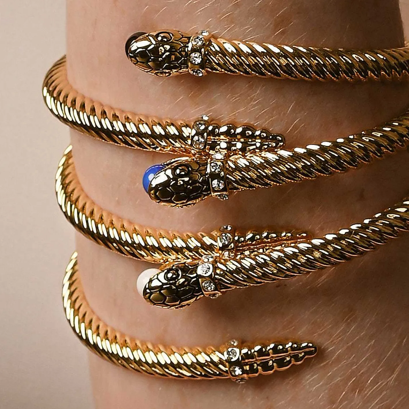 Halcyon Days Hinged Bangles*Snake Twist Cobalt & Gold Bangle |