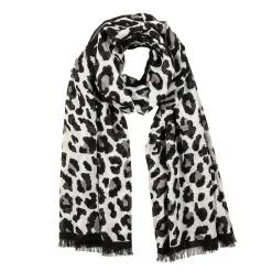 Halcyon Days Silk Scarves*Snow Leopard Print Wool Silk Scarf |