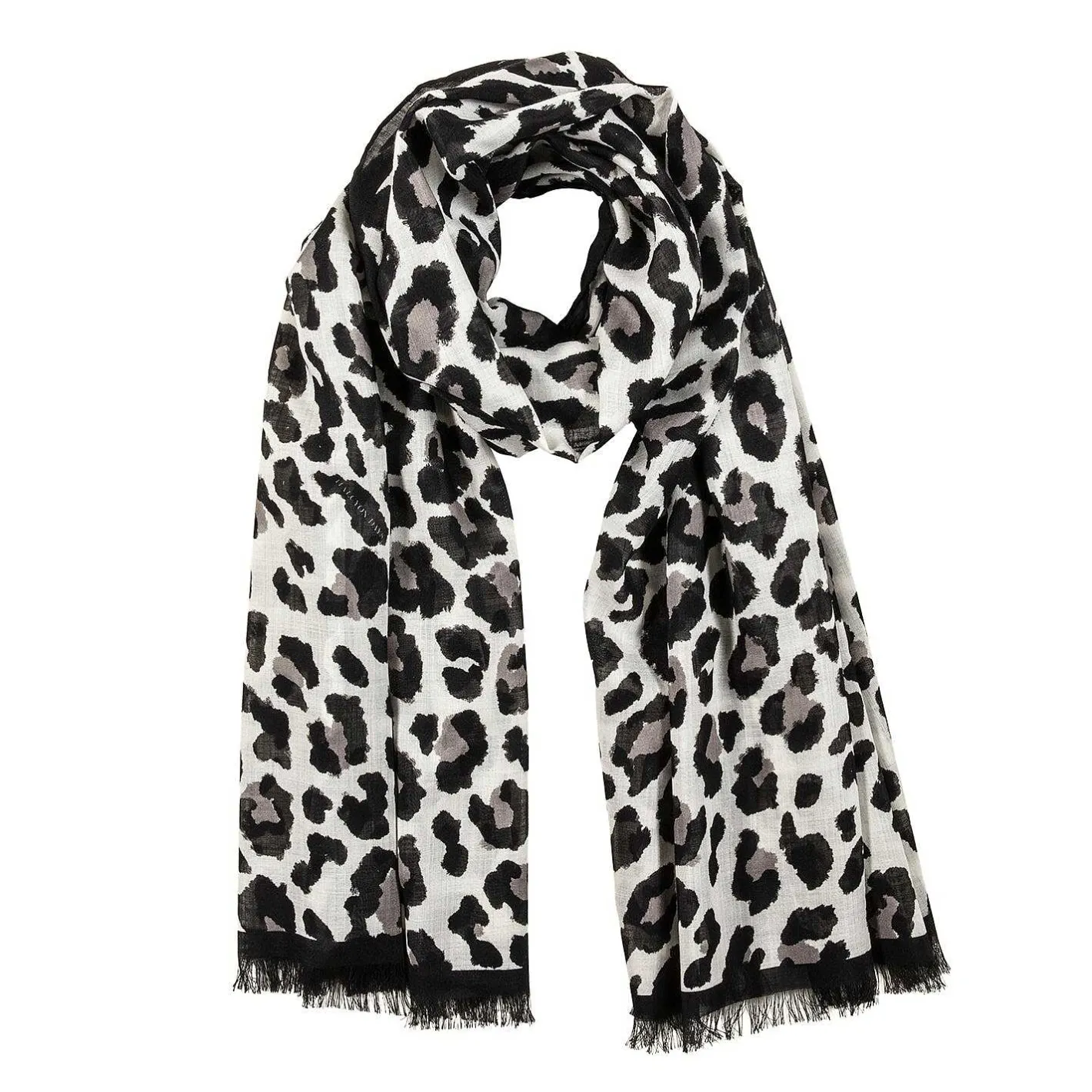 Halcyon Days Silk Scarves*Snow Leopard Print Wool Silk Scarf |