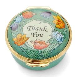 Halcyon Days Message & Occasions*Thank You Green Enamel Box |