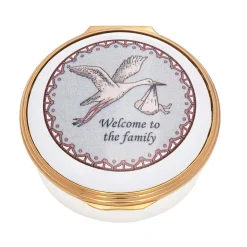 Halcyon Days Message & Occasions*Welcome To The Family Enamel Box |