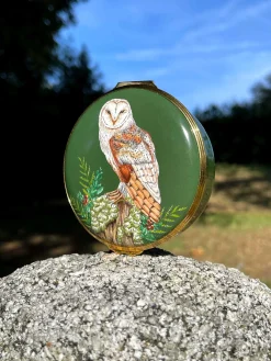 Halcyon Days Iconic Great Britain*Woodland Wildlife Owl Enamel Box