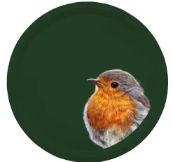 Halcyon Days Birchwood Trays*Woodland Wildlife Robin Round Birchwood Tray
